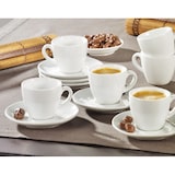 thumbnail of 6 x Espresso-Tasse - Inhalt 0,10 ltr - mit Untertasse - Form BISTRO - UNI WEISS - Henkelform rund, Höhe 5,8 cm