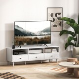 thumbnail of TV Lowboard 140x34x45 cm mit 3 Schubladen und 3 offenen Fächern Kabelmanagement Weiß aus Holzwerkstoff für Fernseher bis 75 Zoll
