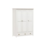 thumbnail of Möbilia Kledingkast | 3 deuren, 2 laden | massief grenen | B 136 x D 54 x H 185 cm | wit-bruin