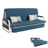 thumbnail of Schlafsofa HWC-M83, Schlafcouch Couch Sofa, Schlaffunktion Bettkasten Liegefläche, 190x185cm ~ Stoff/Textil dunkelblau