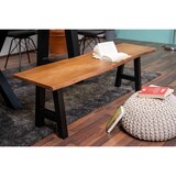 thumbnail of Sitzbank Baumkante 200 cm nussbaum massiv Akazie A-Gestell schwarz