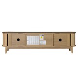 thumbnail of TV-Schrank Rattan Lowboard Massivholz Sideboard mit Türen und Schubladen 170x39,5x46 cm Holz Hellgelb Wohnzimmer Modern Natürlich