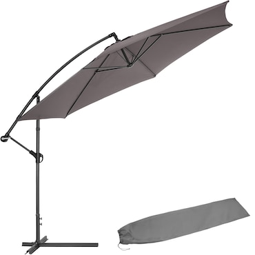 tectake Chapéu de sol CICCIO Ø 350 cm com capa protetora  cinzento - 403428