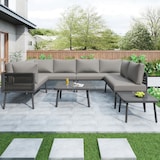thumbnail of Outdoor-Loungeset Eisen Grau mit 4 Zweisitzer-Sofas, 2 Tischen, 120x60x72 cm, wetterbeständig