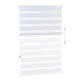 thumbnail of Relaxdays Doppelrollo Klemmfix ohne bohren, Seitenzugrollo mit Streifen, Duo-Rollo für Fenster, Stoff 86x156 cm, weiß