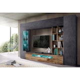 thumbnail of Dmora Parete attrezzata Ocean, Set salotto porta TV, Mobile soggiorno multiuso con luce LED, 100% Made in Italy, cm 290x40h192, Ardesia e Acero