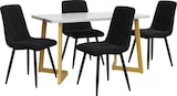thumbnail of Essgruppe Set Esstisch rechteckig mit 4 Stühlen 75x117x68 cm Schwarz, MDF Tischplatte in Marmoroptik, Metallbeine Gold, moderner Küchentisch