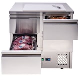 thumbnail of METRO Professional Bancada refrigerador GDS3600, aço inoxidável, 88 x 90 x 70 cm, 97 L, 220 W, com fechadura, 4 gavetas, prateado