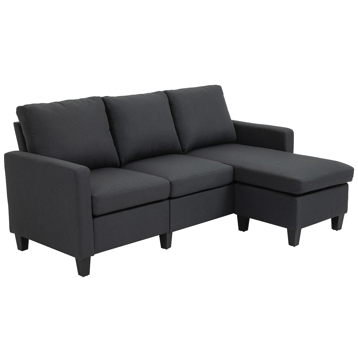 Kombinationssofa Leinen Dunkelgrau 197x139x91 cm, 3-Sitzer mit wendbarer Chaiselongue