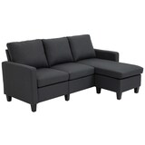 thumbnail of Kombinationssofa Leinen Dunkelgrau 197x139x91 cm, 3-Sitzer mit wendbarer Chaiselongue