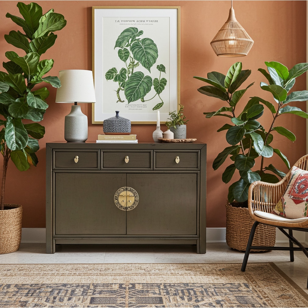 OPIUM OUTLET Asia Möbel Kommode Schrank Sideboard Hochzeitsschrank 33083 schlamm-braun Landhaus-Stil asiatisch chinesisch orientalisch