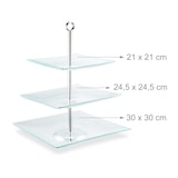 thumbnail of Relaxdays Etagere, 3-stöckig, eckig, Cupcakes, Kekse, Snacks, Obst, Glas, Edelstahl, Servierständer, transparent/silber