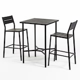 thumbnail of Buiten-eetset met hoge tafel, 2 barkrukken van staal en polyethyleen met houtlook, voor terras, balkon, bar en restaurants – DANTE+BEATRICE