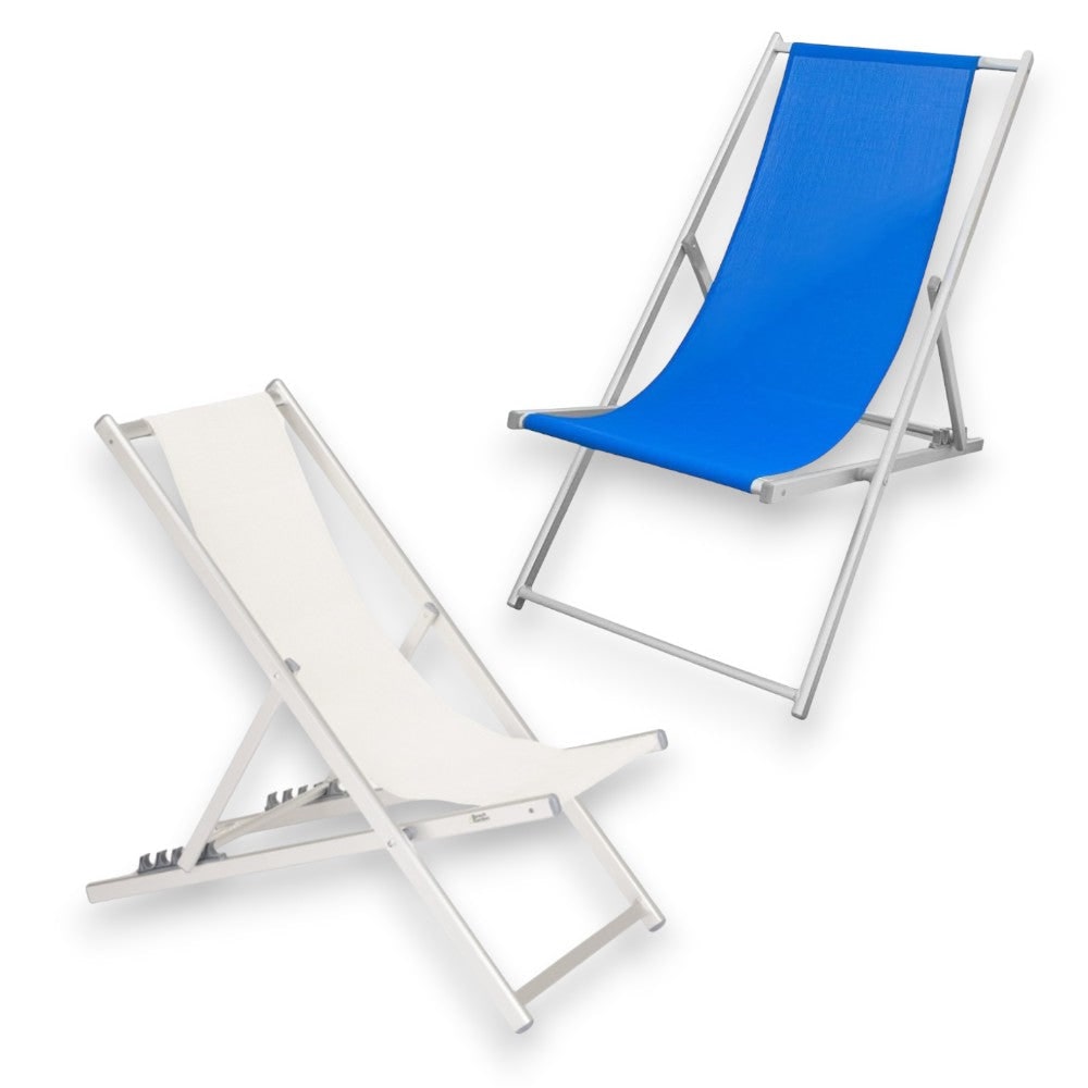Sdraio da spiaggia pieghevole con struttura in alluminio e seduta in textilene Summer -  Blue