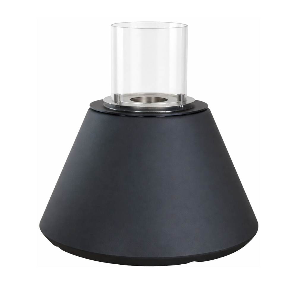 Camino a Bioetanolo Biocamino da Terra per Interno o Esterno in Acciaio e Vetro Bruciatore 1.5 lt Design Moderno per Salotto o Giardino cm 60x56 Nero