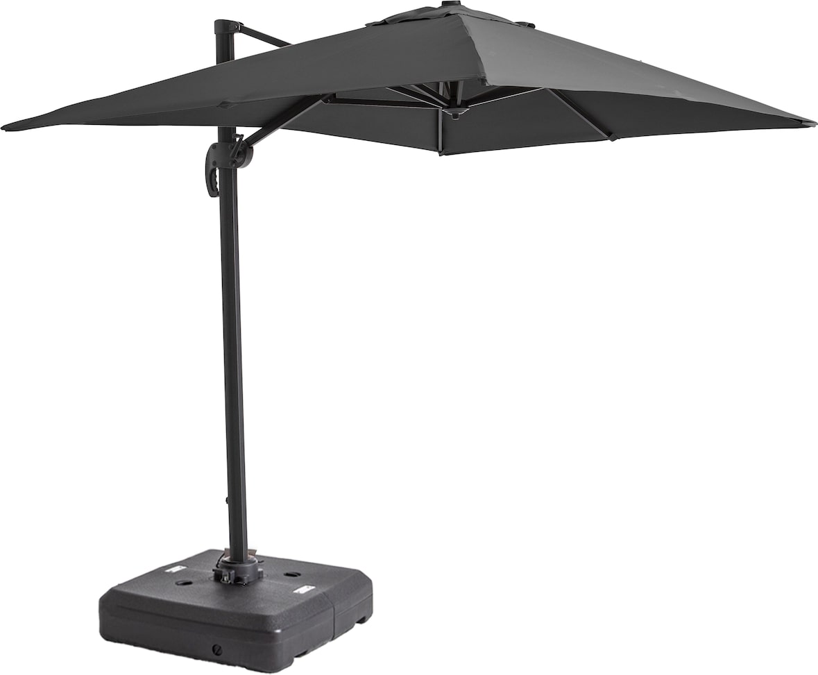 Parasol Déporté Carré 3x3m Effet Bois Anthracite – Inclinable 360° Ultra Robuste Oviala