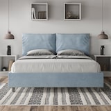 thumbnail of Letto contenitore imbottito 160x190 microfibra azzurro Antea