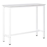 thumbnail of Mesa de Bar Mesa de Comedor con Superficie de Granos de Mármol Estructura de Acero Estilo Moderno para Cocina Bistro Cafetería 120x40x100 cm Blanco