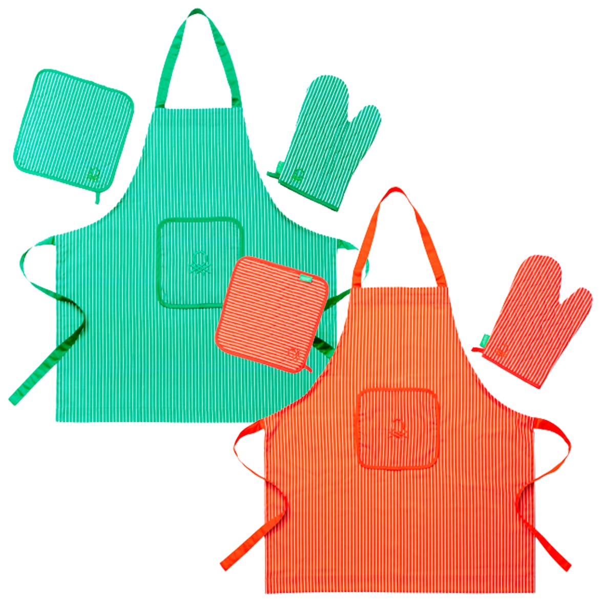 Benetton - Packung mit 2 Schürzen, 2 Fäustlingen und 2 Topflappen