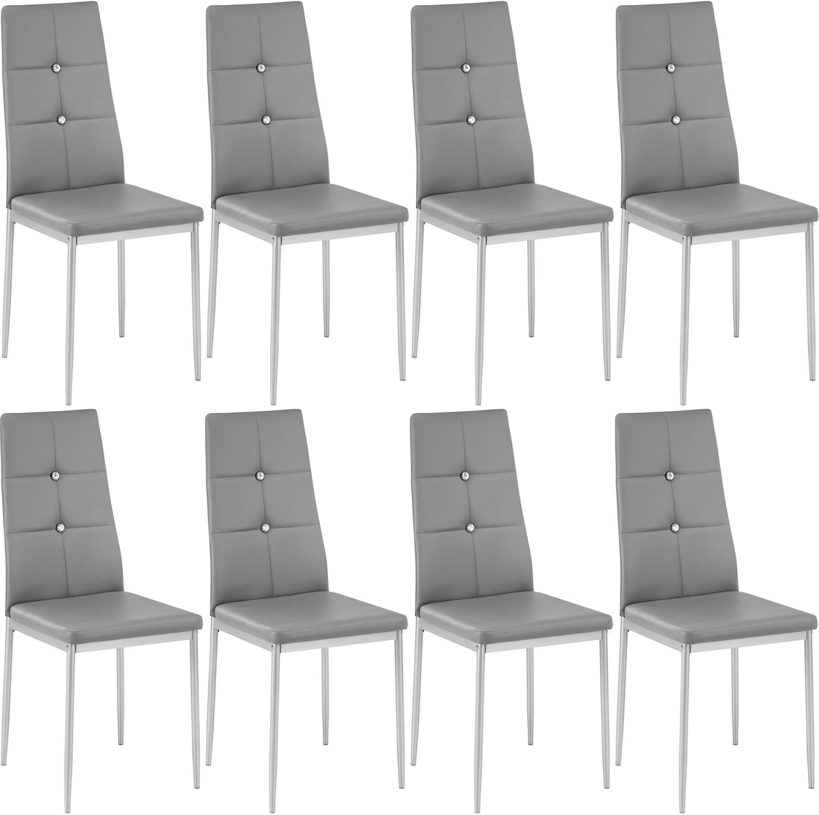 tectake Sillas de comedor Julien - Juego de 8 gris