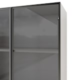 thumbnail of Merax LED Vitrinenschrank 140×40×160 cm, Glasvitrine & Bücherregal, Multifunktionsschrank mit Schubladen, staubdichte Vitrine mit Beleuchtung, weiß