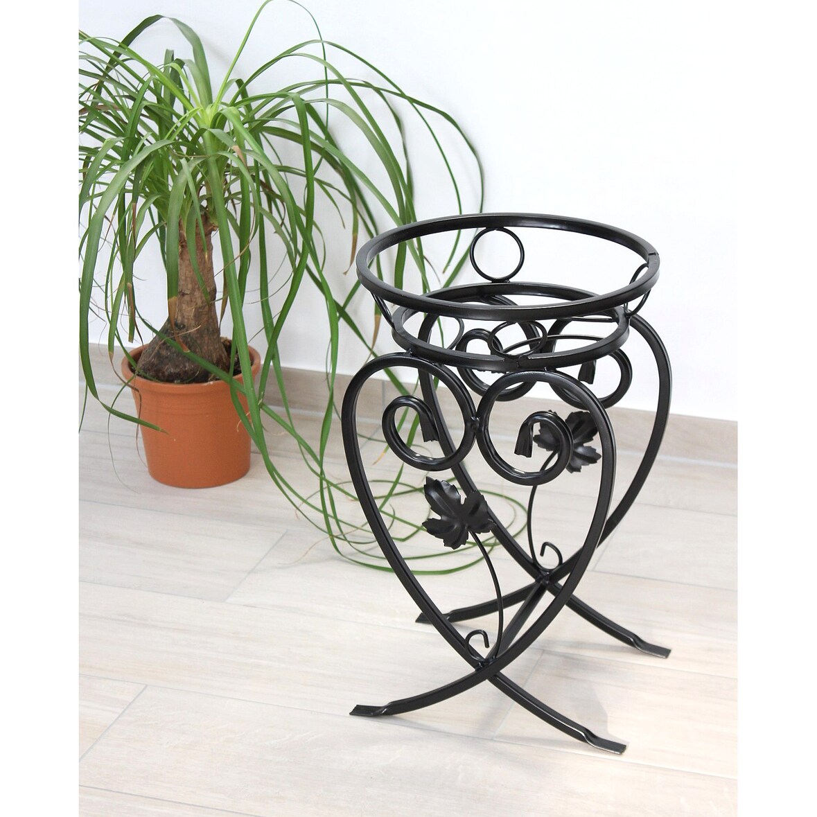 DanDiBo Blumenständer Metall Schwarz 49 cm Blumenhocker KW420 Pflanzensäule Pflanzenständer Blumensäule Klein