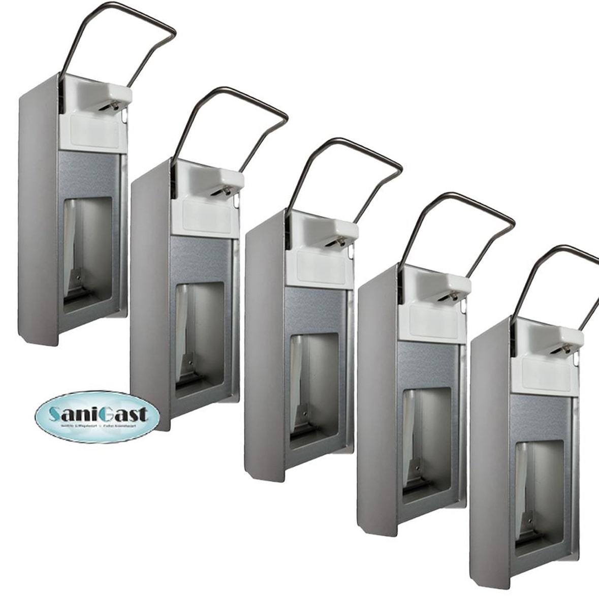 5 Desinfektionsspender Alu 500 ml Euronorm - kurzer Hebel - Frontplatte