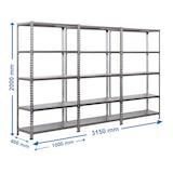 thumbnail of Pack 3 estanterías metálicas sin tornillos Simonclick 5 estantes de color galva/galva 2000x1000x400 mm
