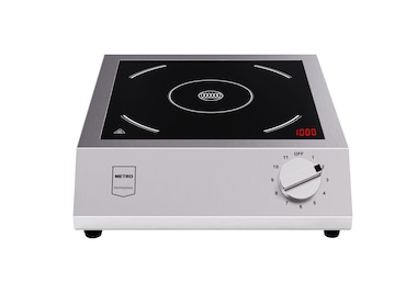 METRO PROFESSIONAL Piano cottura a induzione GIC3600, acciaio inox / vetroceramica, 33 x 42 x 10 cm,  3500 W, filtro antigrasso, argento