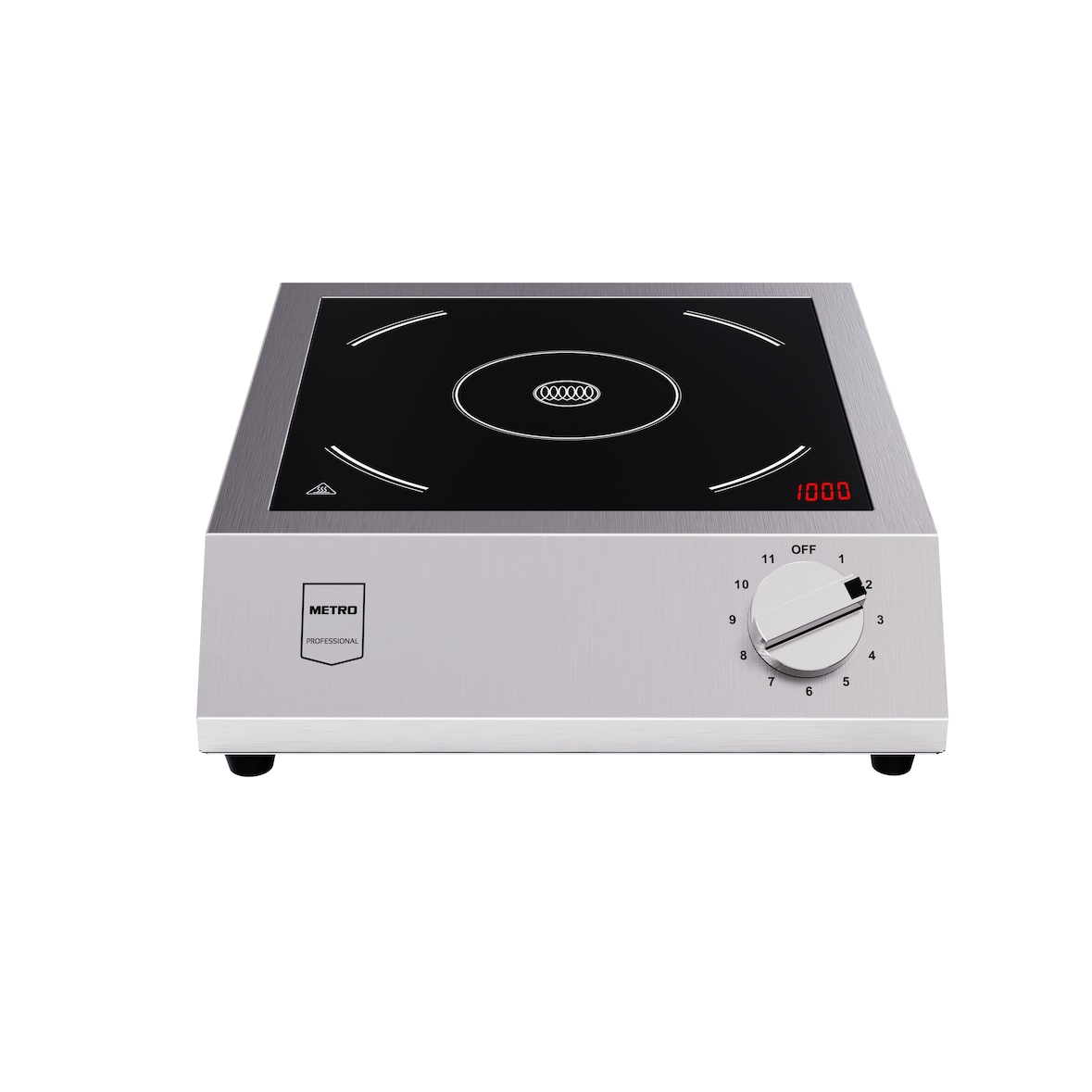 METRO PROFESSIONAL Plaque de cuisson à induction GIC3600, Acier inoxydable / Vitrocéramique, 33x42x10cm, 3500W,  protection anti-surchauffe,  argenté