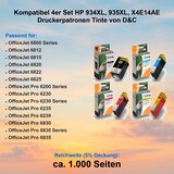 thumbnail of Kompatibel 4er Set HP 934XL, 935XL, X4E14AE Druckerpatronen Tinte von D&C