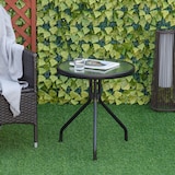 thumbnail of Mesa de Jardín Redonda Mesa de Café Exterior con Tablero de Cristal Decorativo y Marco de Metal para Patio Terraza Balcón Ø50x55 cm