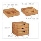 thumbnail of Relaxdays Schreibtisch Organizer, 3 Schubladen, für Büroutensilien, Bambus Ablage, Schubladenbox, HBT 26x30x31 cm, natur