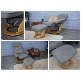 thumbnail of Poltrona reclinabile MCA Hamilton, sgabello per poltrona TV, tessuto/tessuto portata 130 kg ~ grigio chiaro, marrone naturale