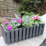 thumbnail of Blumenkasten 46,5 cm Balkonkasten Landhaus Lattenzaun Holzoptik Pflanzkasten Anthrazit