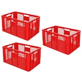 thumbnail of 3x Eurobehälter durchbrochen/Stapelkorb, Industriequalität, lebensmittelecht, LxBxH 600 x 400 x 320 mm, rot