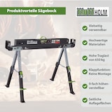 thumbnail of Sägebock 2.0 DELUXE 9-fach höhenverstellbar Klappbock aus Stahl Traglast 650 kg Arbeitsbock Werkbock