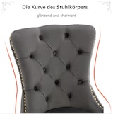 thumbnail of Merax Esszimmerstuhl, 6er set, Küchenstuhl, Wohnzimmerstuhl 6 Sts, Polsterstuhl, Stützbeine aus vergoldetem Edelstahl, Samt, Grau