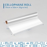 thumbnail of 3 Rollos de Papel Celofán Transparente (70cm x 50m) – Papel de Embalaje para Cestas, Flores, Vino, Regalos, Bodas y Manualidades