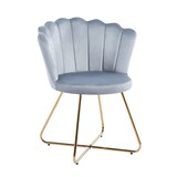 thumbnail of SalesFever Chaise coque en velours | Ensemble de 2 | Pieds chromés couleur or | L 69,5 x P 66 x H 85 cm | gris clair