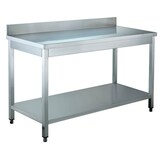 thumbnail of Tavolo lavoro professionale in acciaio inox, su gambe con ripiano inferiore ed alzatina, dim.mm 600x700x950h - mod.GDATS67A