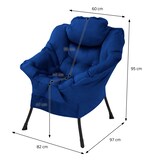 thumbnail of ML-Design Relaxsessel Dunkelblau – Loungesessel mit Armlehnen, Kopfkissen & Seitentasche, Stahlrahmen, ergonomisch, gepolsterter Fernsehsessel