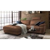thumbnail of KAWOLA Sofa LOLA Ecksofa Leder braun mit motorischer Relaxfunktion Recamiere links