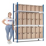 thumbnail of PROREGAL Weitspannregal MAXIMUS | Grundregal | HxBxT 250x200x120cm | 3 Ebenen | Spanplatten-Fachboden | Fachlast 475kg | Lichtblau/Lichtgrau