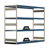 thumbnail of PROREGAL Weitspannregal ELCH Stecksystem T-Profil | Grundregal | HxBxT 200x257x80cm | 4 Ebenen | Stahlplatten-Fachboden | Fachlast 400kg | Enzianblau