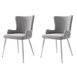 thumbnail of Esszimmerstuhl 2er Set Samt Grau+Silber 85x47x49 cm mit Metallbeinen modern und bequem, vielseitig als Dining und Lounge Stuhl, einfache Montage