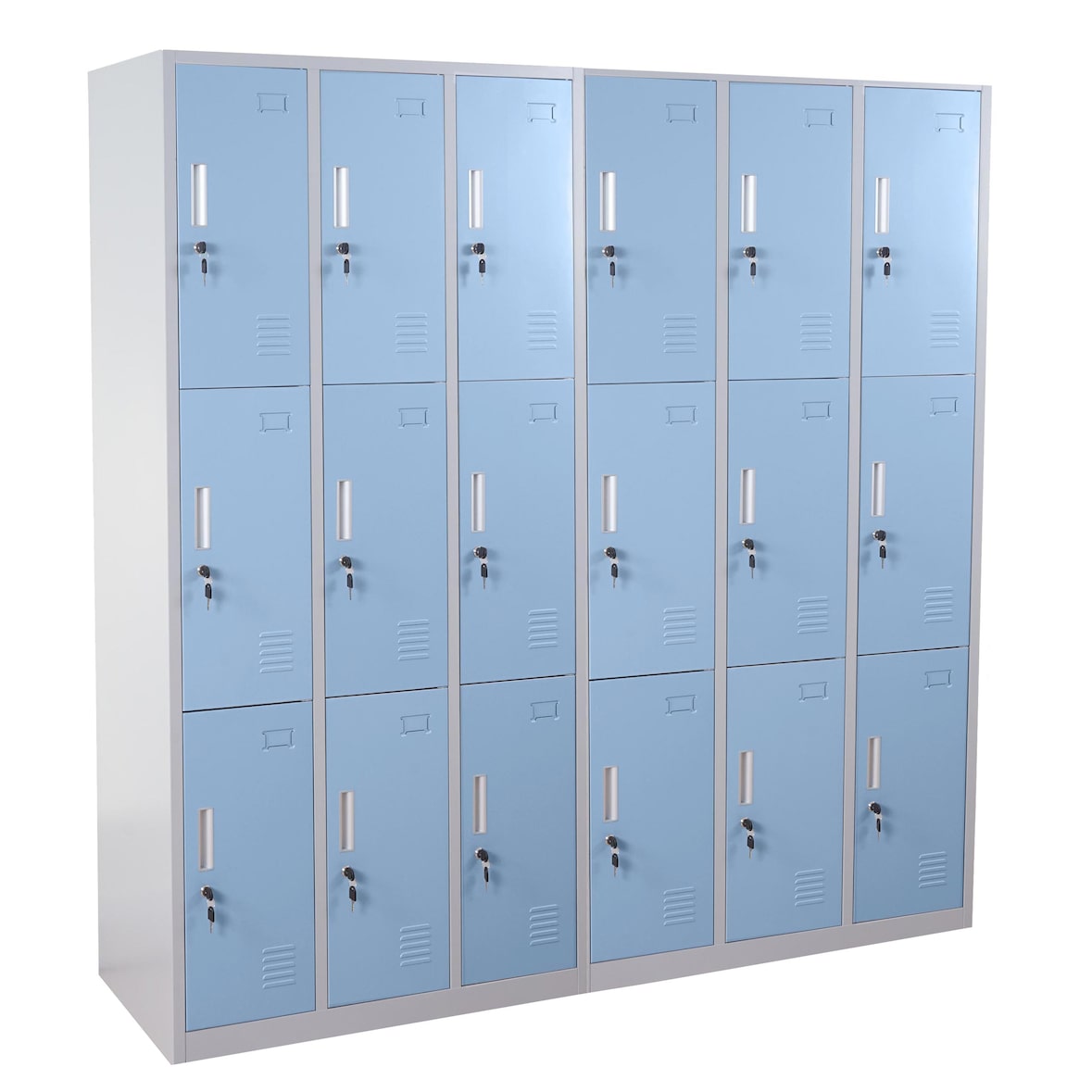 Schließfach Boston T829, Schließfachschrank Wertfachschrank Spind, Metall 18 Fächer ~ blau