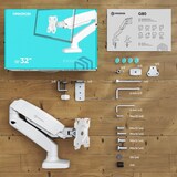 thumbnail of ONKRON Monitor Tischhalterung für 13-32 Zoll, bis 8 kg, Gasdruckfeder, VESA 75x75 & 100x100, schwenkbar, neigbar, drehbar, Weiß G80-W