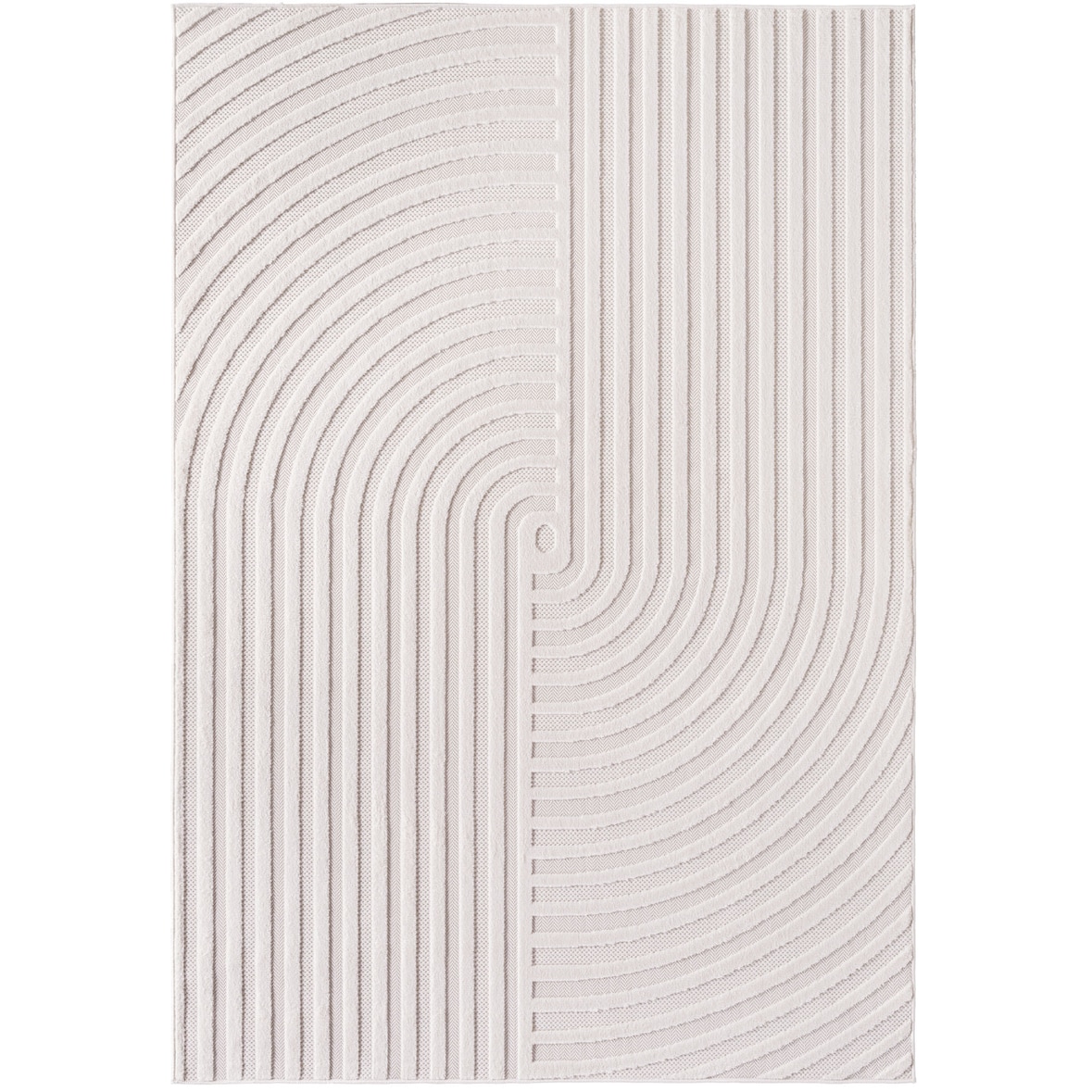 Teppich Outdoor 3D-Effekt Wetterfest Waschbar Strapazierfähig Balkon Terrasse Küche OEKO-TEX Creme 120x170 cm – ORTLER von Kadima Design