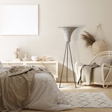 thumbnail of SalesFever Staande lamp met rieten kap 152 cm | lampenkap palmblad | zwart gesatineerd metalen frame | B 55xD55xH152cm | naturel-zwart